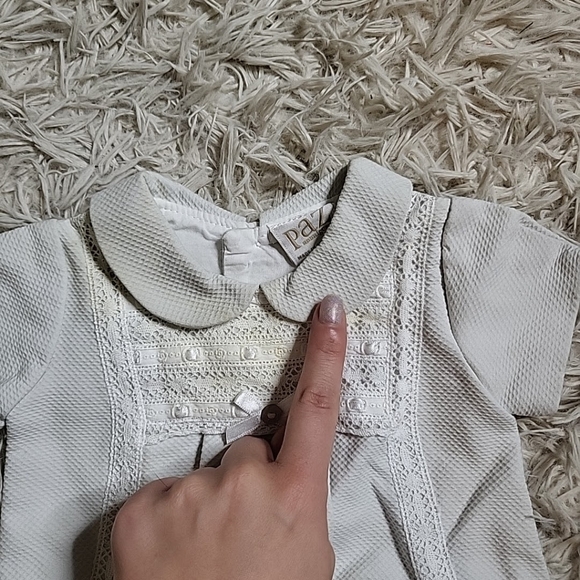 *SOLD* Paz Rodriguez Baby Shortie Formal One Piece Outfit - 1M Crochet Lace Bow - Picture 7 of 12